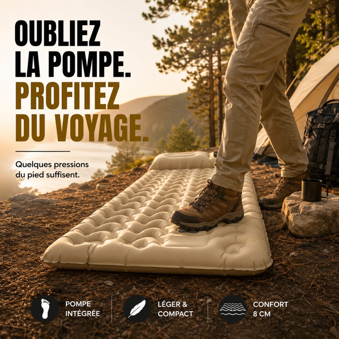 Kampin Nomad™ — Matelas de camping autogonflant avec oreiller intégré