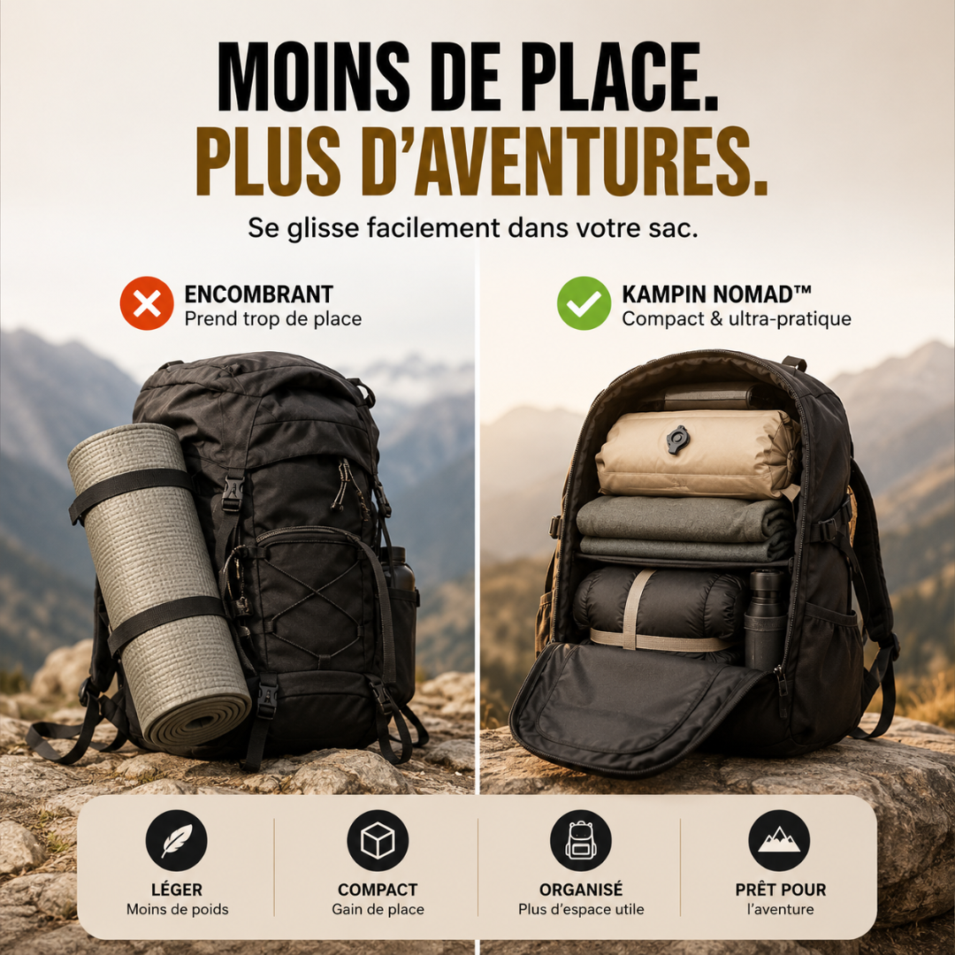 Kampin Nomad™ — Matelas de camping autogonflant avec oreiller intégré
