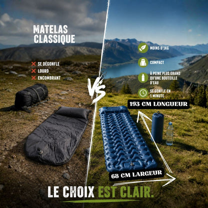 Kampin Nomad™ — Le matelas gonflable qui te suit partout, gonflé en 60 secondes
