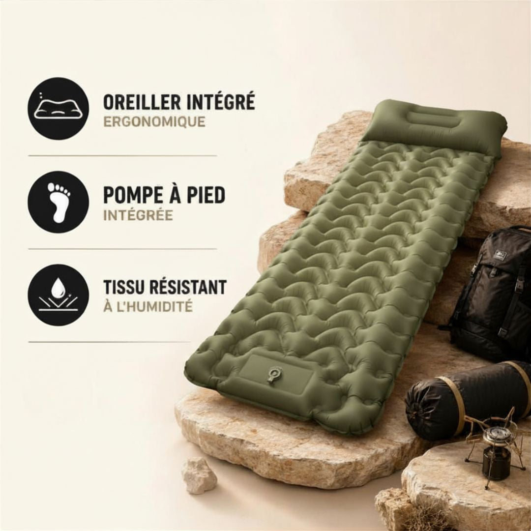 Kampin Nomad™ — Le matelas gonflable qui te suit partout, gonflé en 60 secondes