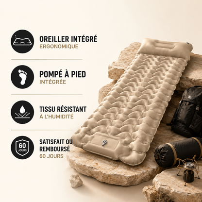 Kampin Nomad™ — Matelas de camping autogonflant avec oreiller intégré