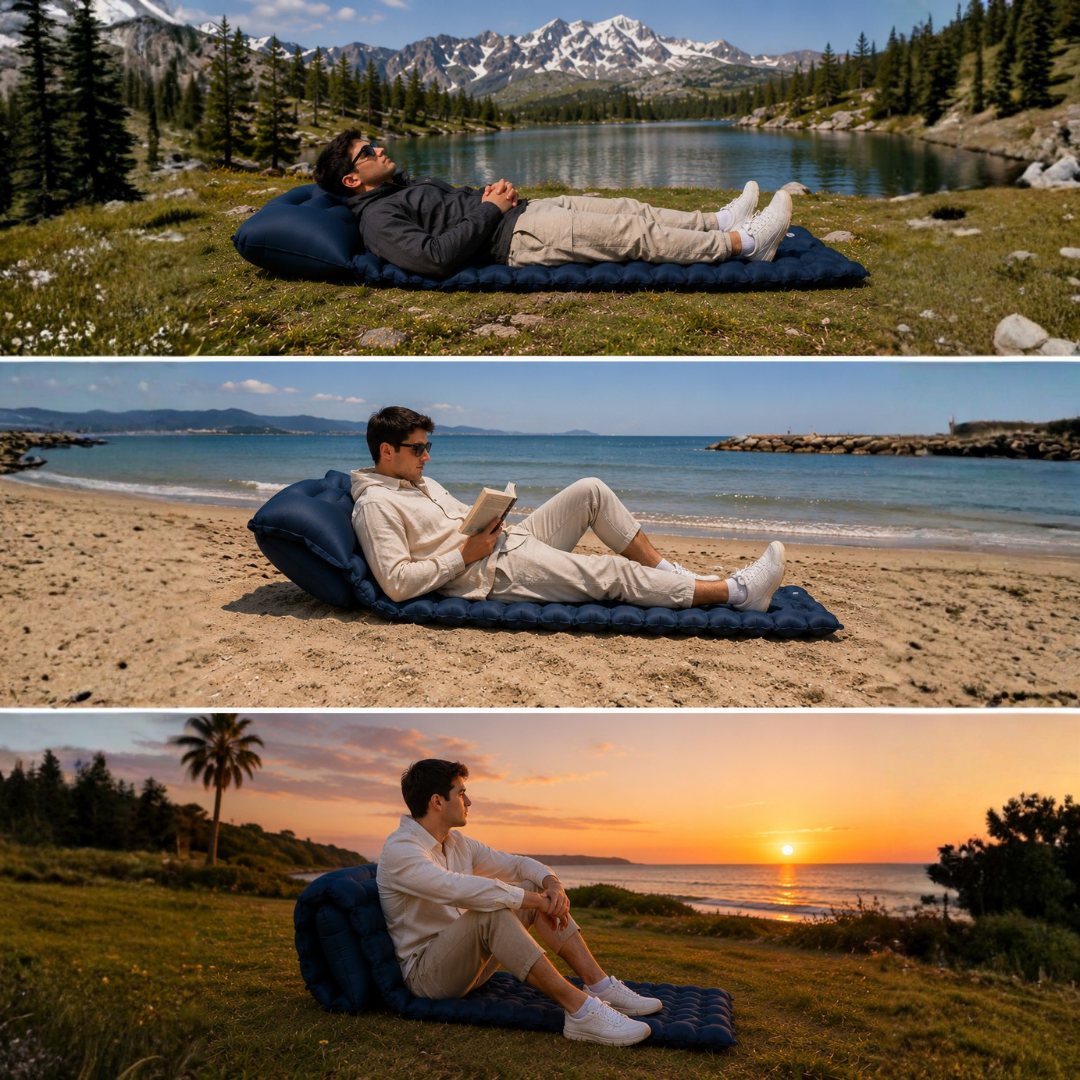 Kampin Nomad™ — Le matelas gonflable qui te suit partout, gonflé en 60 secondes